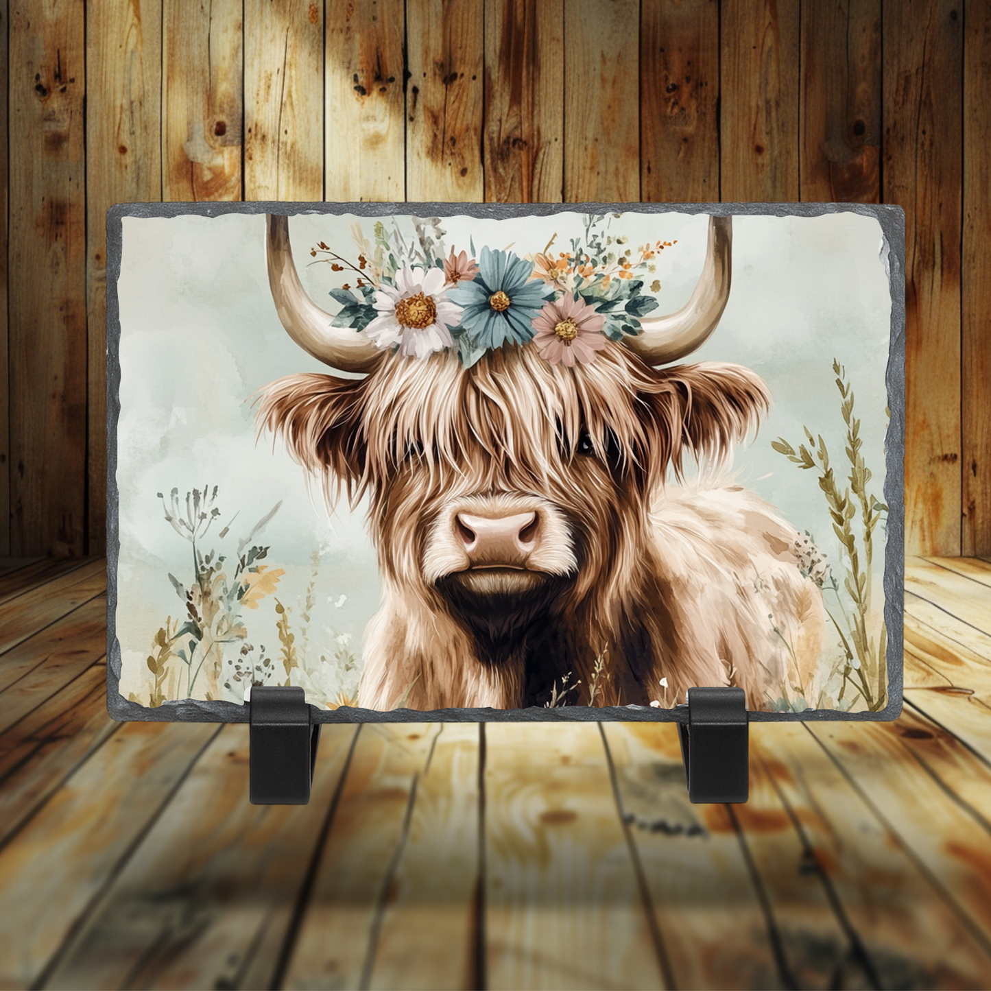 Highland Cow_Blue Flower