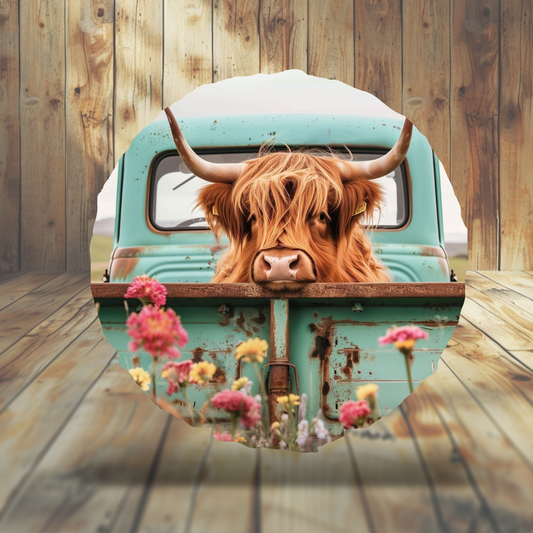 Highland Cow_Teal Truck