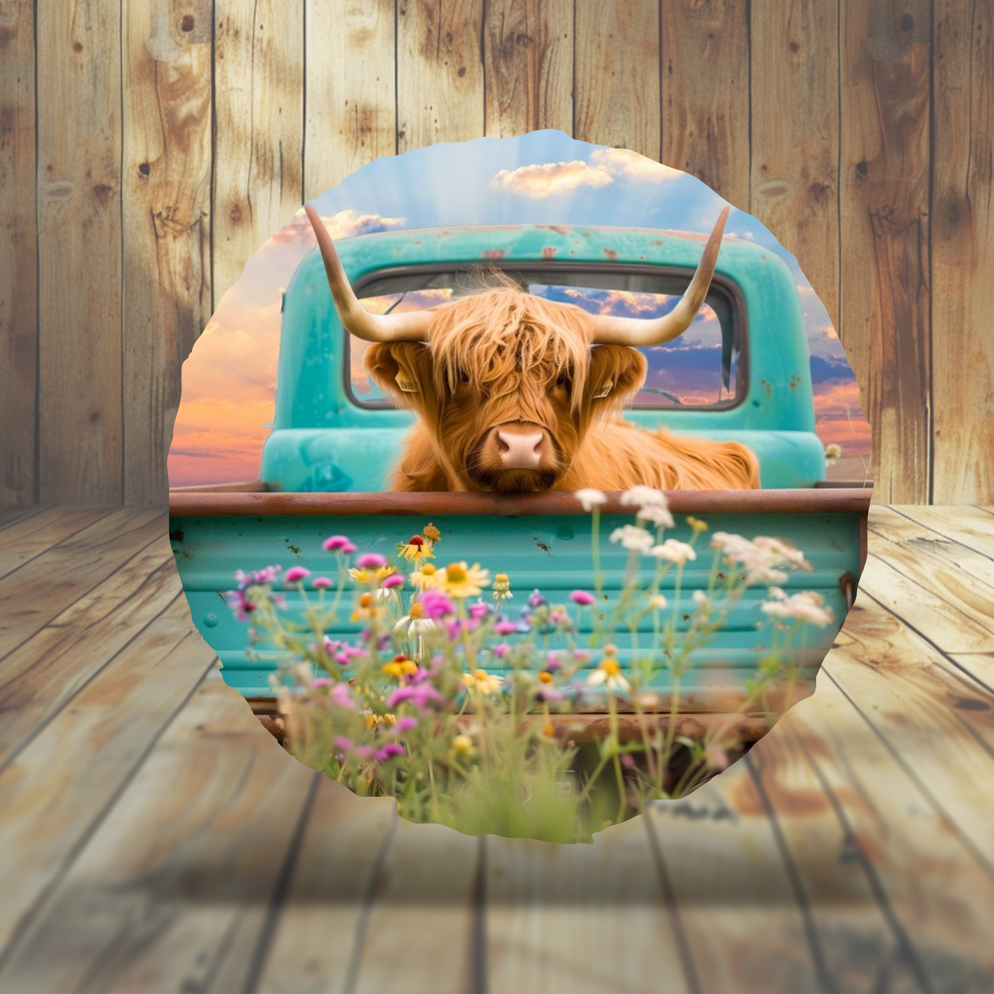 Highland Cow_Blue Truck
