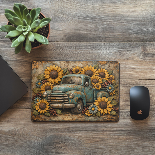 Teal Truck_Sunflowers