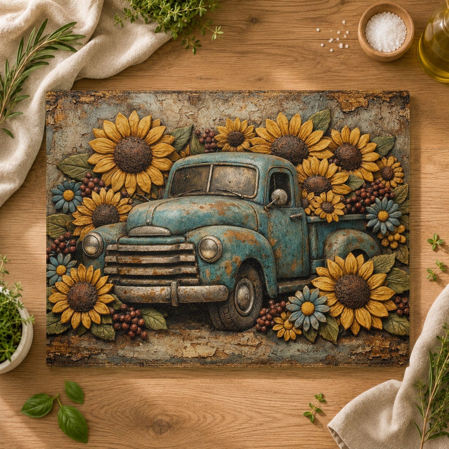 Blue Truck/Sunflowers